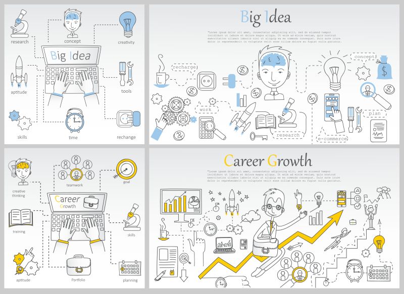 矢量的创意涂鸦图案网页