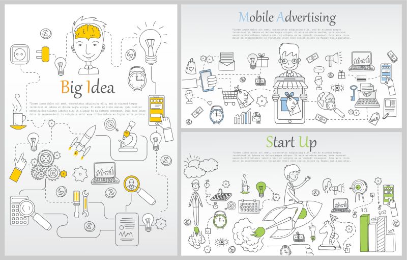 矢量的创意涂鸦插图