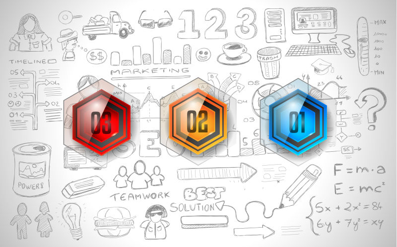 抽象矢量彩色数字标签元素的信息图表