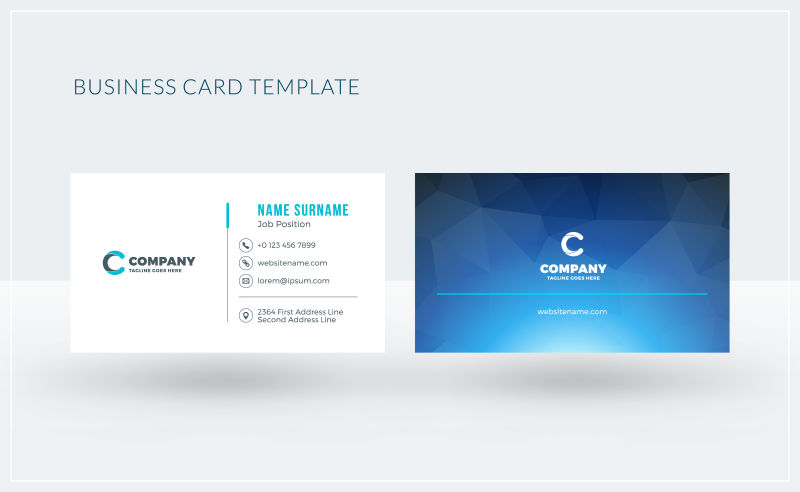 创意矢量蓝色几何风格的名片设计