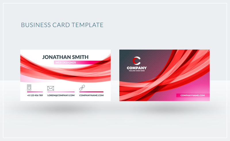 创意矢量现代红色名片设计