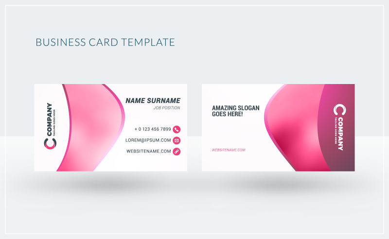 创意矢量粉色主题的名片设计