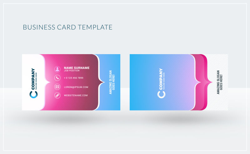创意矢量粉色蓝色现代名片设计