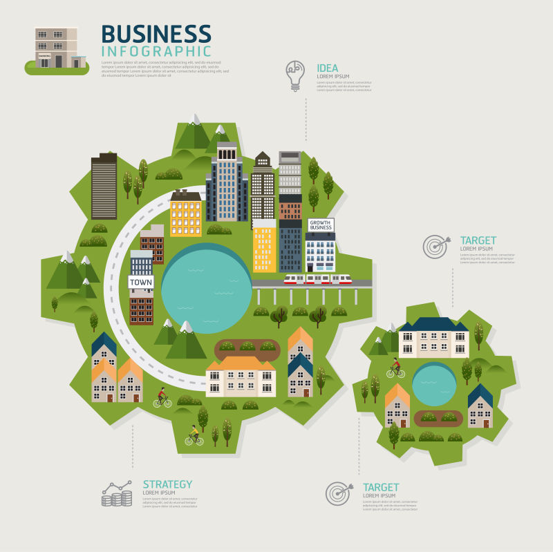 齿轮图案信息图表矢量设计