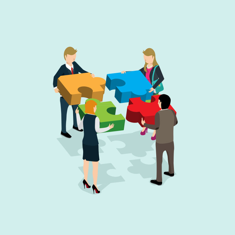 商务团队解决方案概念矢量插图