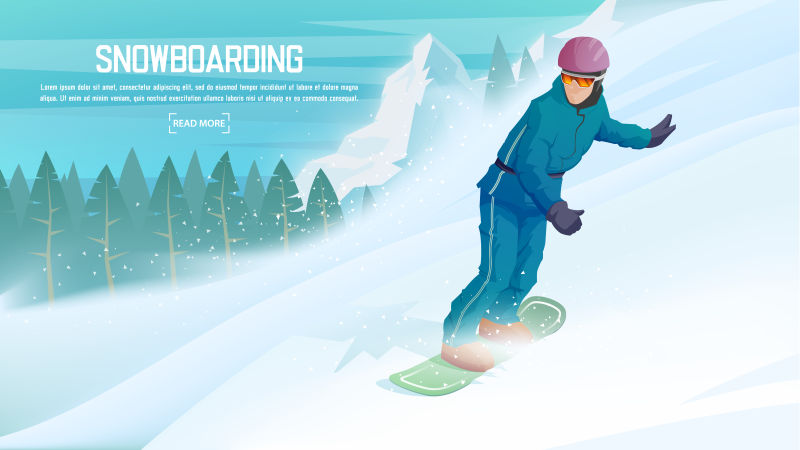 矢量滑雪者元素的卡通海报设计