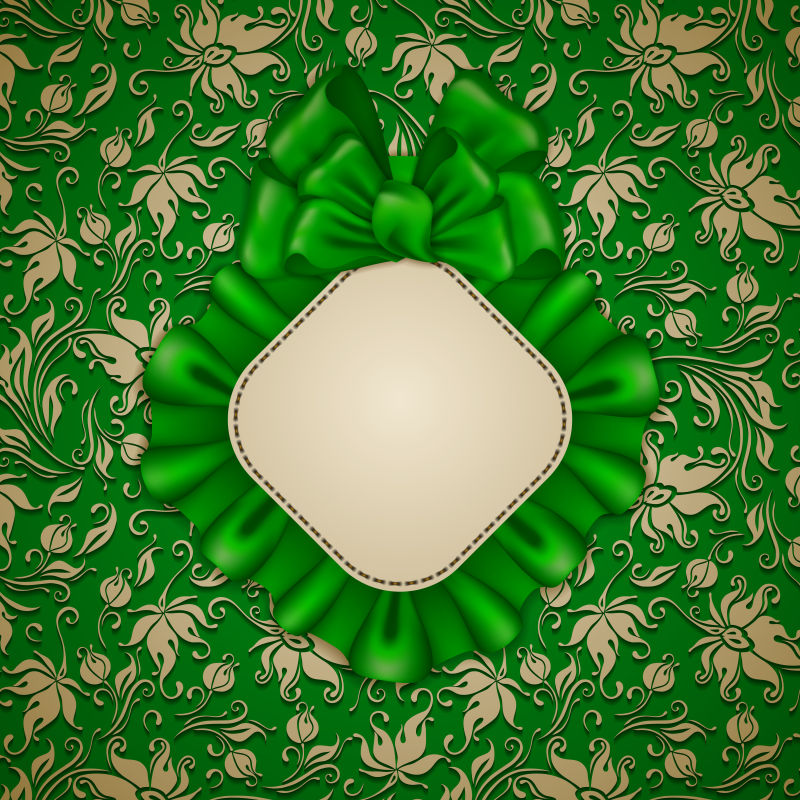 创意矢量绿色纹理元素的装饰贺卡设计