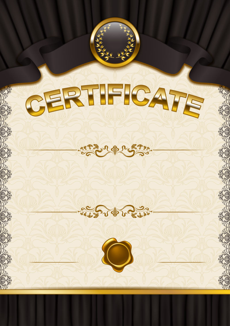带花边矢量装饰的文凭
