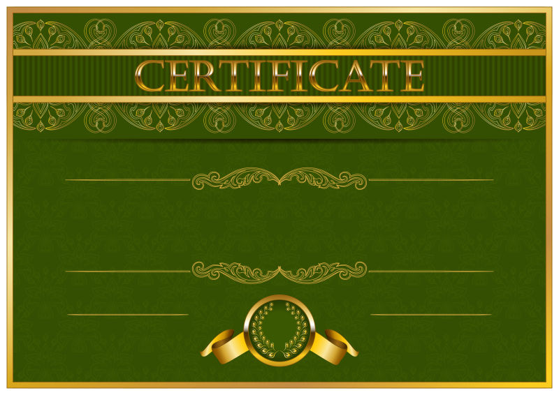 绿色精美证书矢量