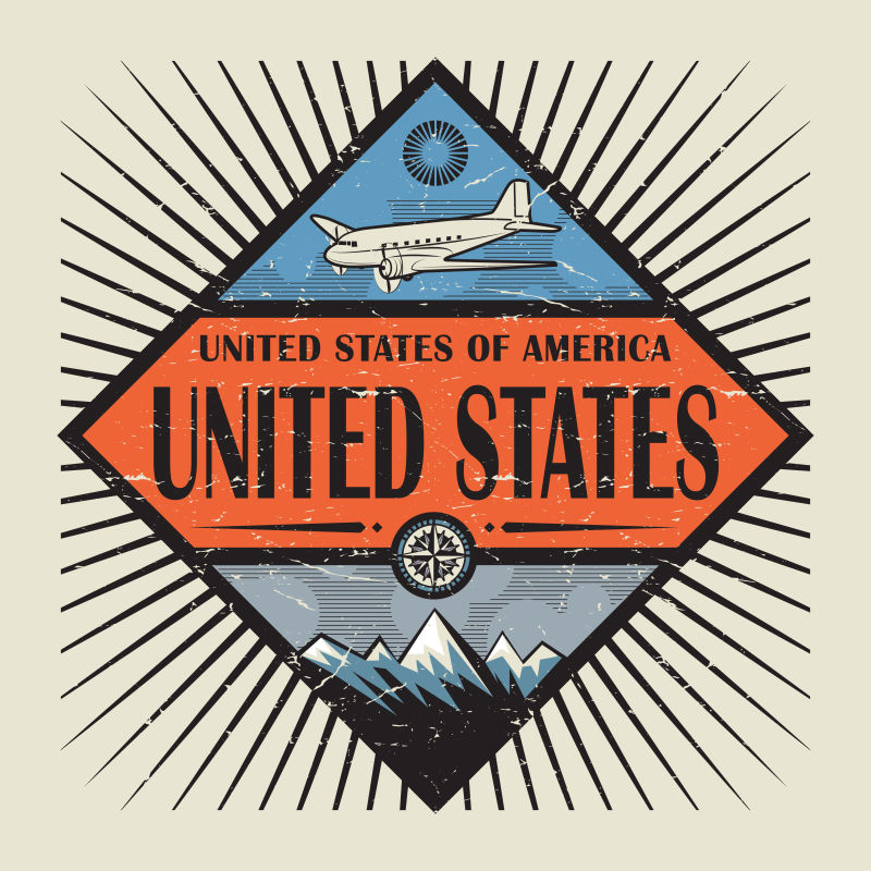 美国山脉的矢量徽章