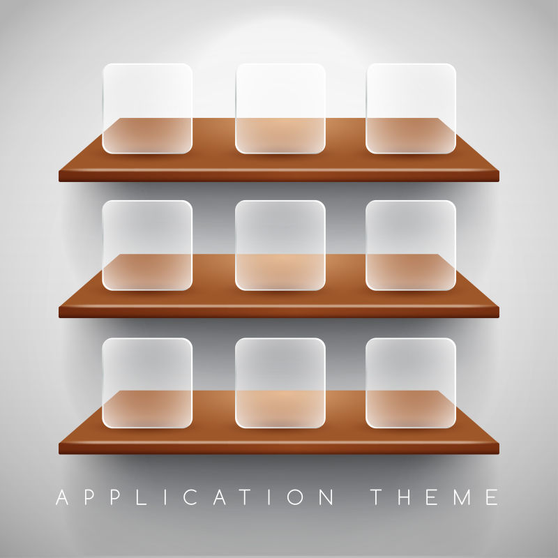 褐色墙壁隔板货架展示矢量