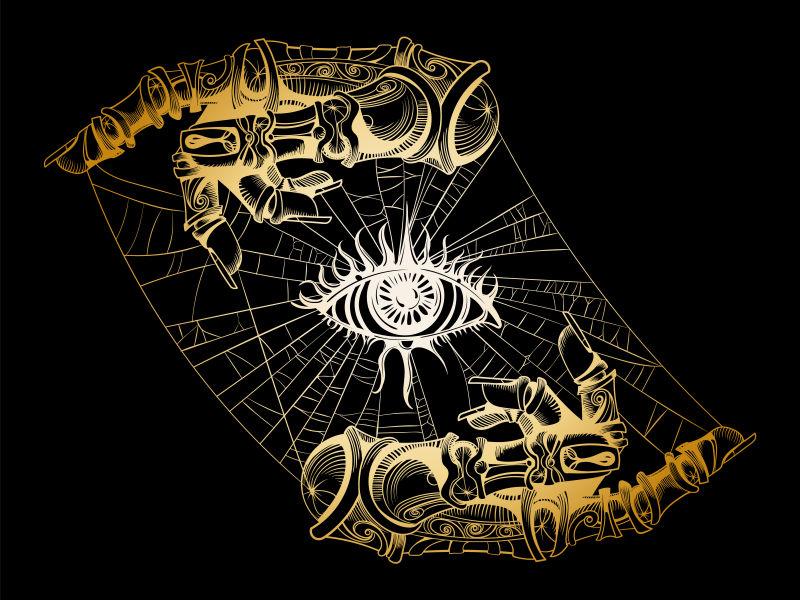 黑暗中闪耀的眼睛矢量插图