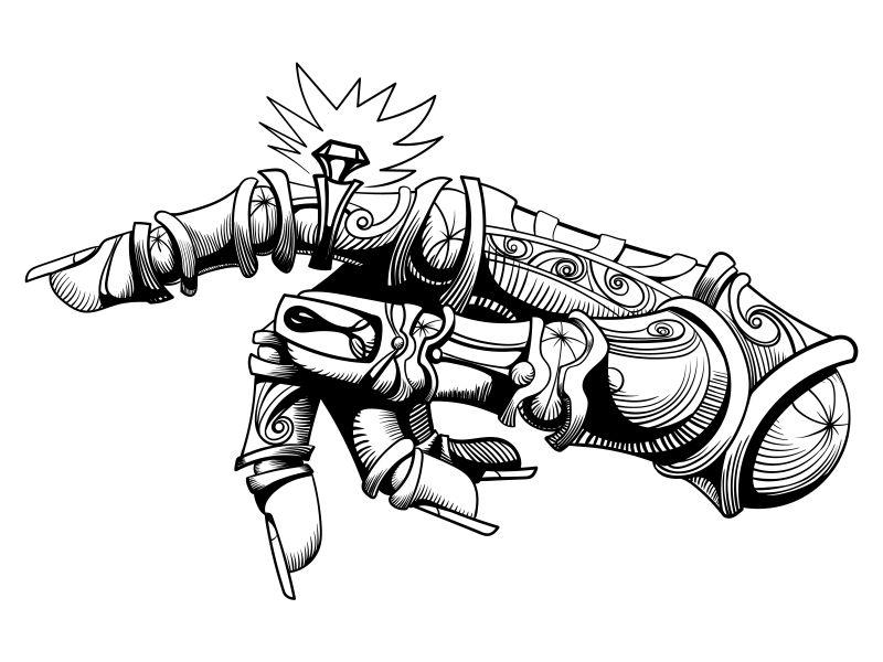 眼睛拴在手上的矢量插图