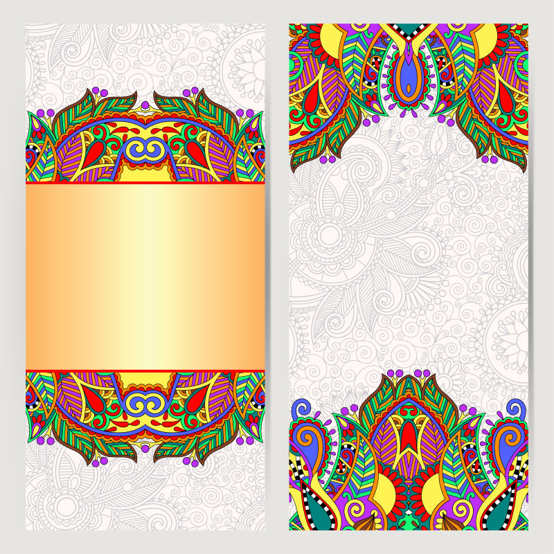 传统花纹装饰卡片矢量设计