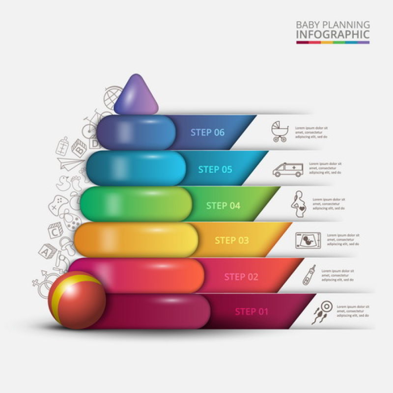 创意矢量彩色彩色儿童金字塔信息图表设计