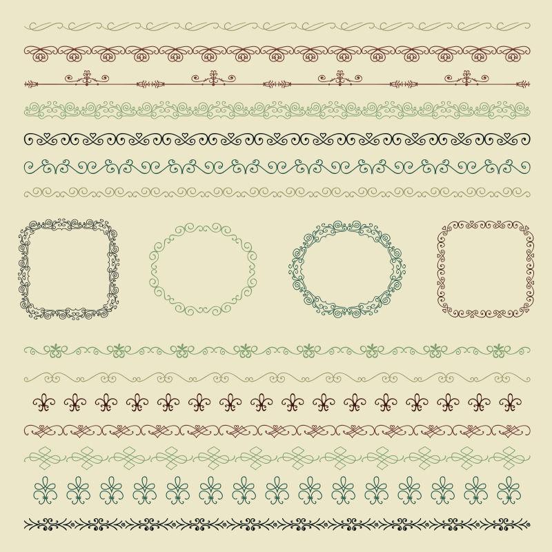 彩色无缝手绘矢量装饰边框