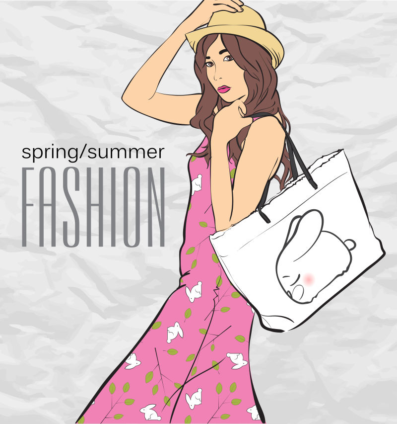 创意矢量美丽的度假女孩时尚插图