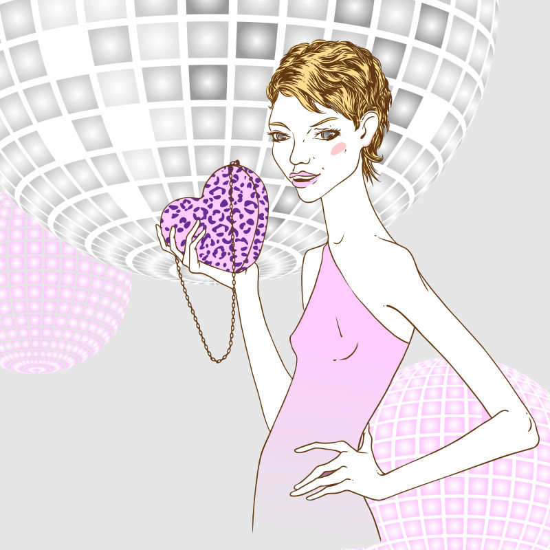 矢量拿着爱心小包的美女