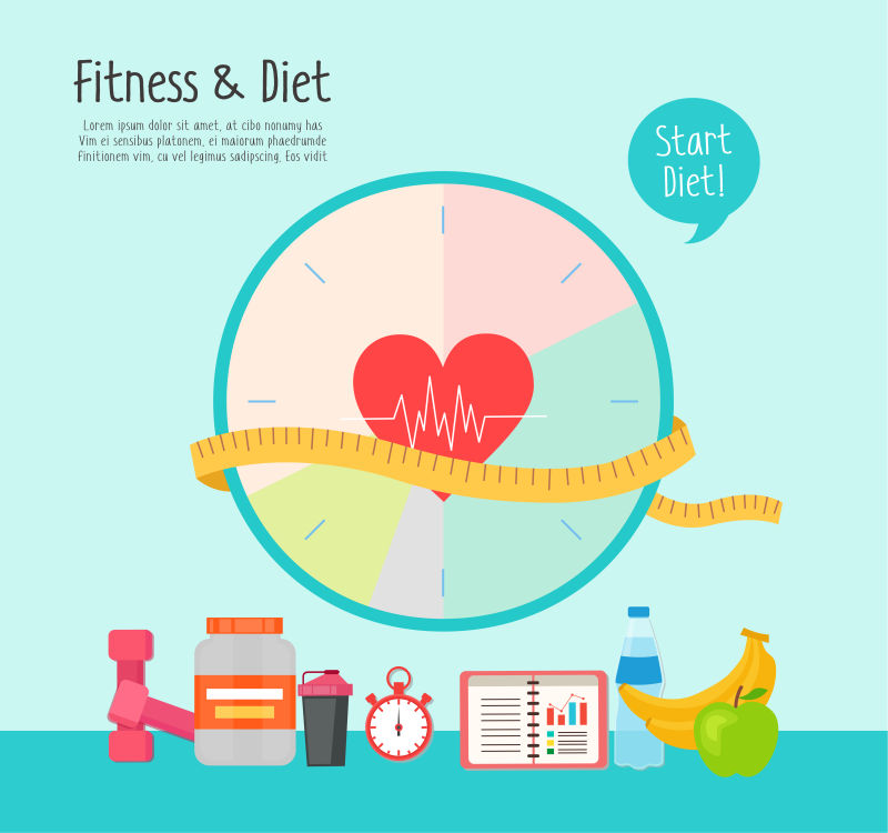 抽象矢量健身主题的平面插图