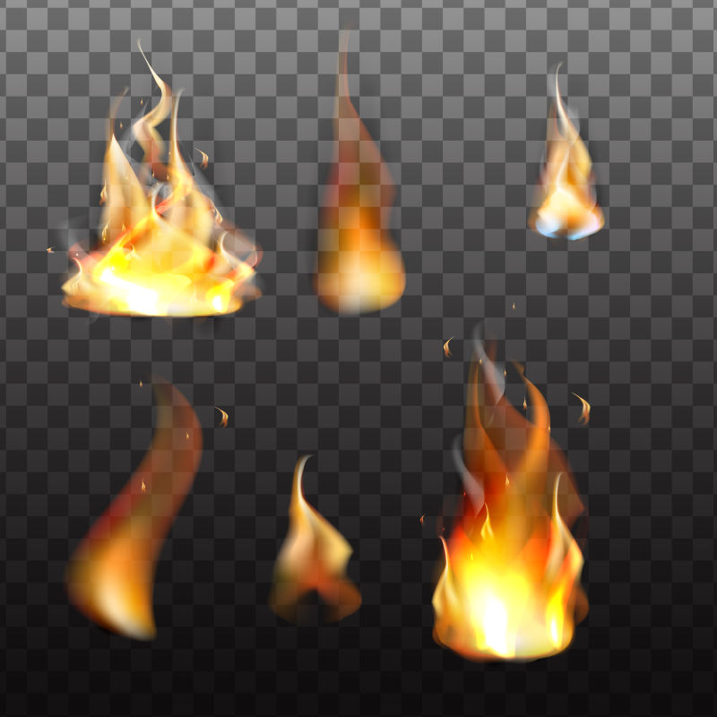 矢量不同大小火焰的设计元素