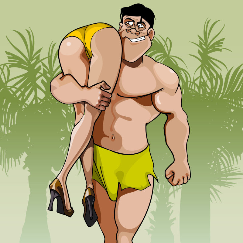 抽象矢量卡通健壮的男人插图