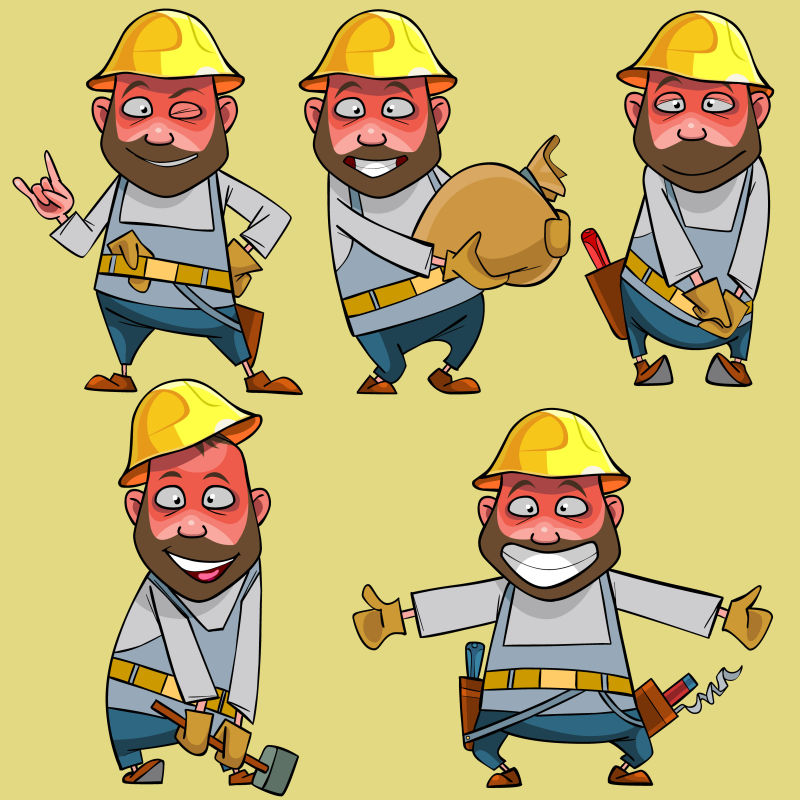 矢量卡通滑稽的工人插图
