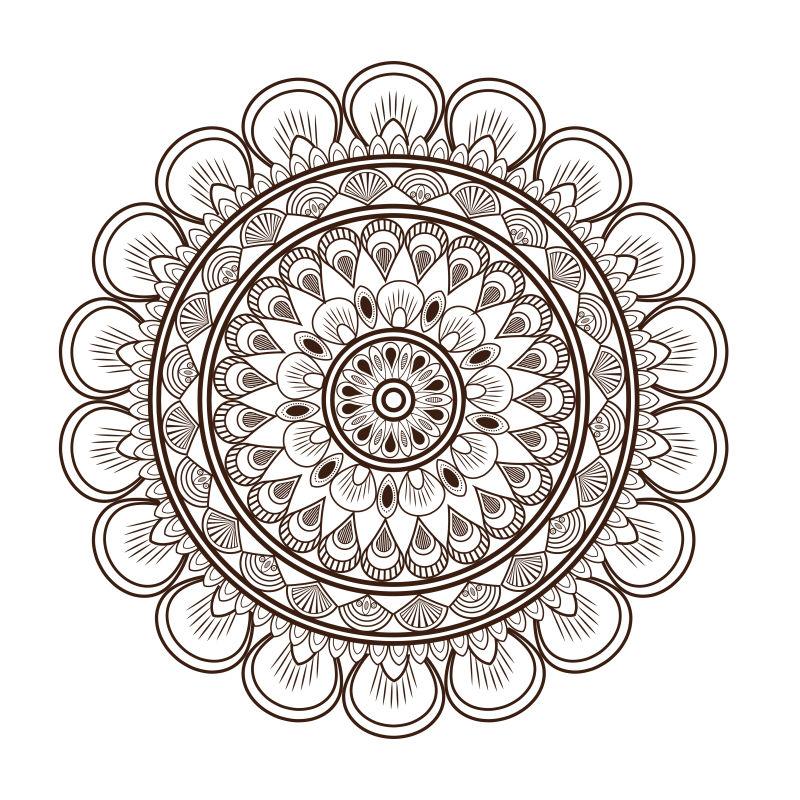 黑白圆形花瓣装饰矢量插图