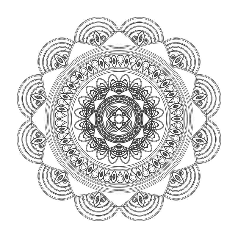黑白曼荼罗矢量图标