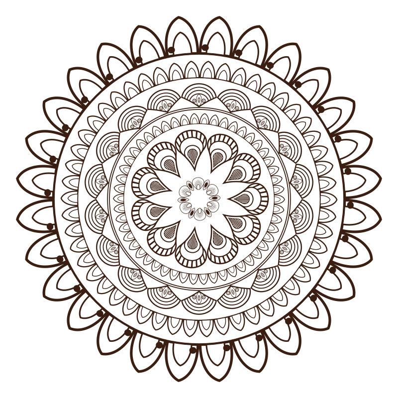 矢量平面设计圆形花瓣装饰线条曼荼罗图标