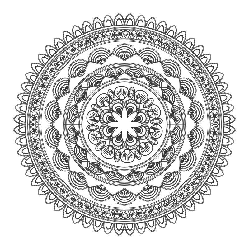 平面设计圆形装饰线条曼荼罗图标矢量插图
