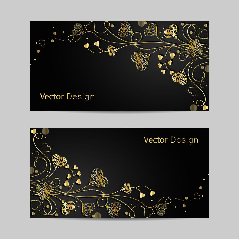 创意矢量金色精美花卉装饰的卡片