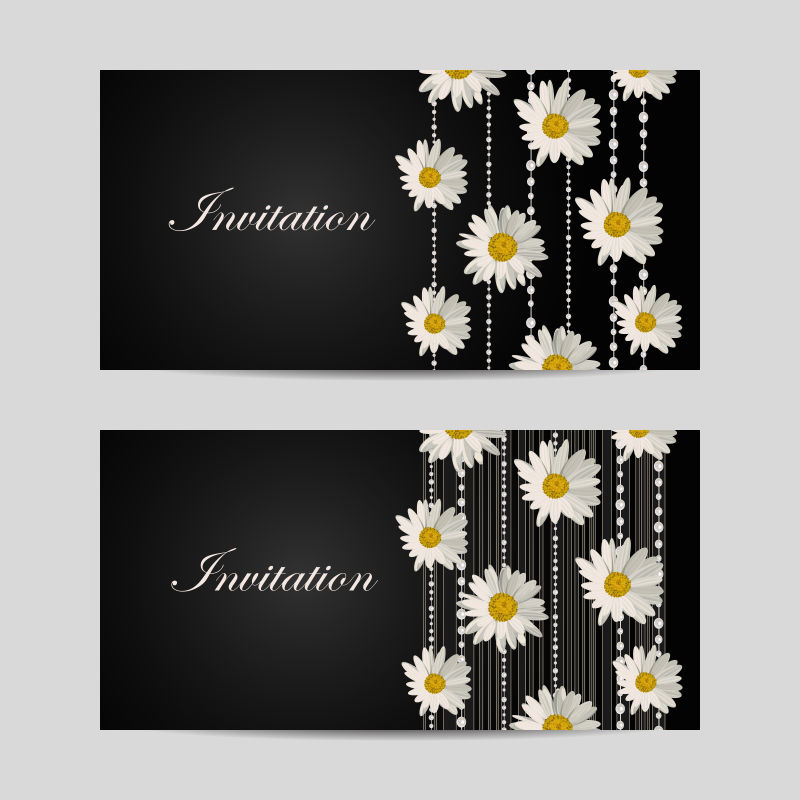 抽象矢量白色雏菊元素的装饰卡片设计