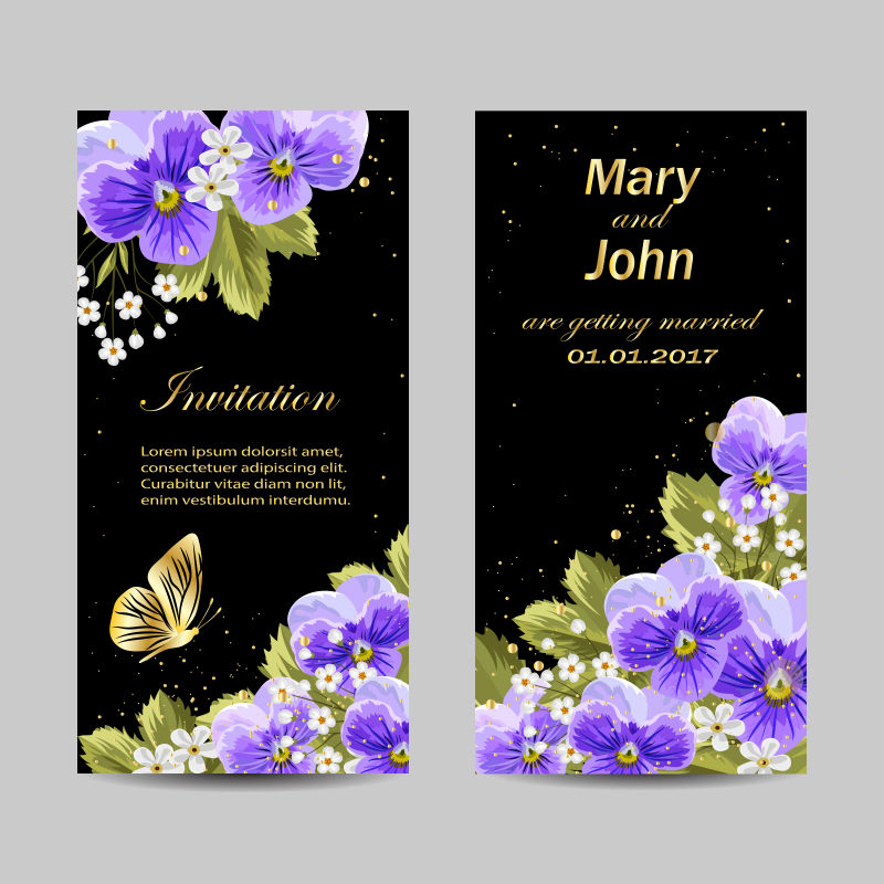 矢量美丽蓝铃花元素的装饰卡片设计