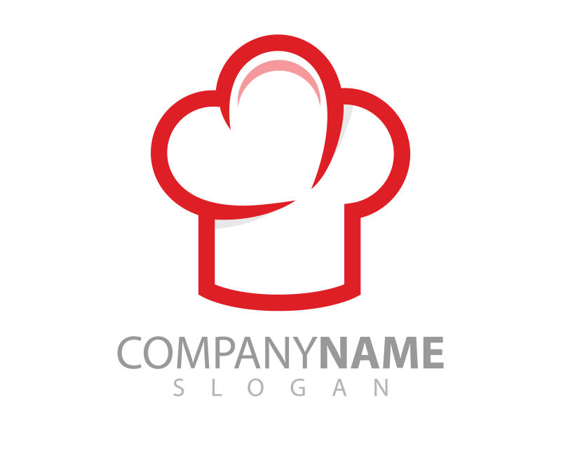 矢量抽象厨师帽元素的标志设计
