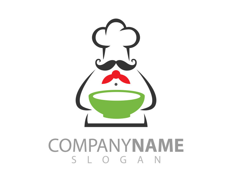 创意矢量抽象线条元素的厨师标志设计