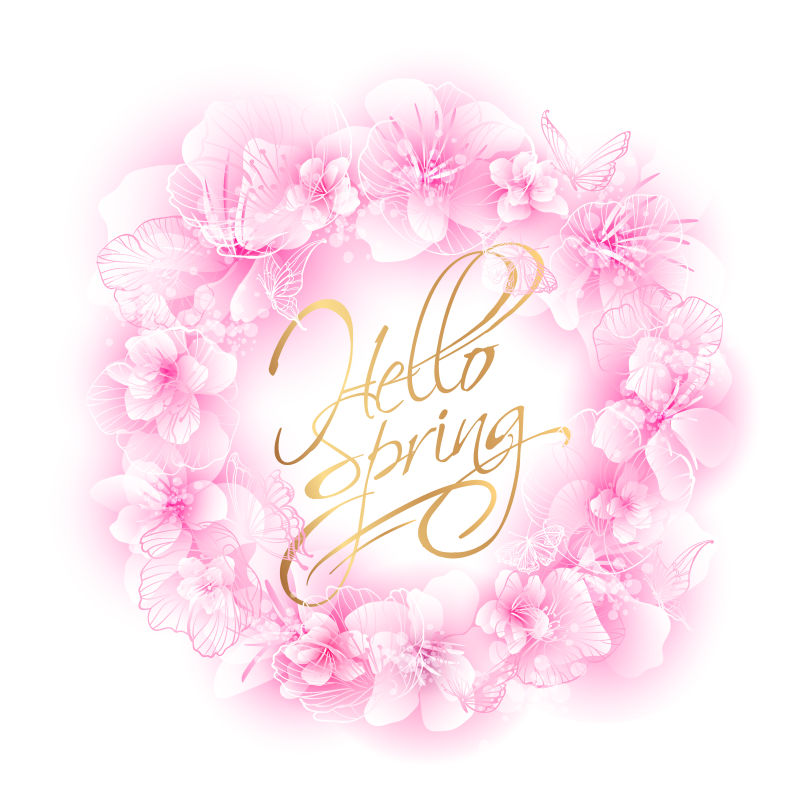 樱花的花环矢量插图