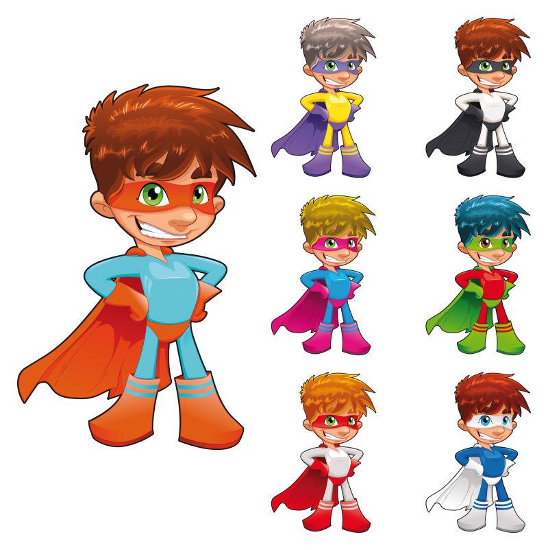 超人装扮的孩子矢量