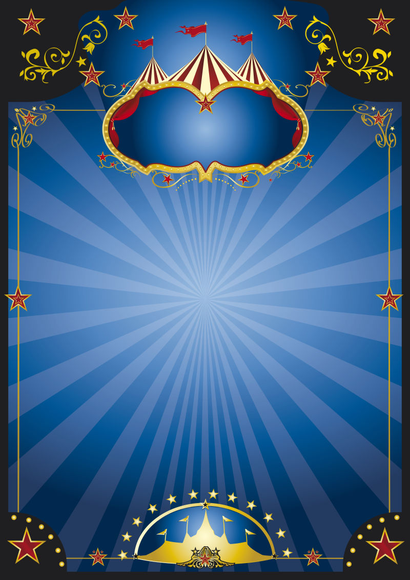 蓝色马戏团海报矢量设计