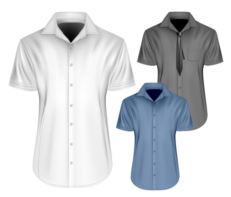 抽象矢量男士尖领短袖设计