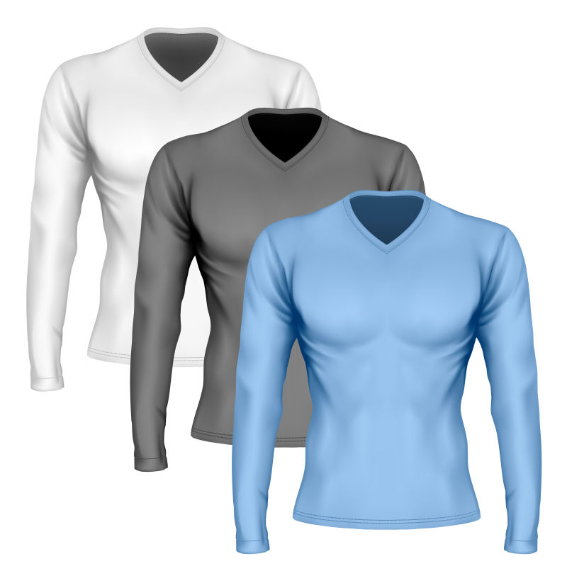 创意矢量男士尖领T恤设计