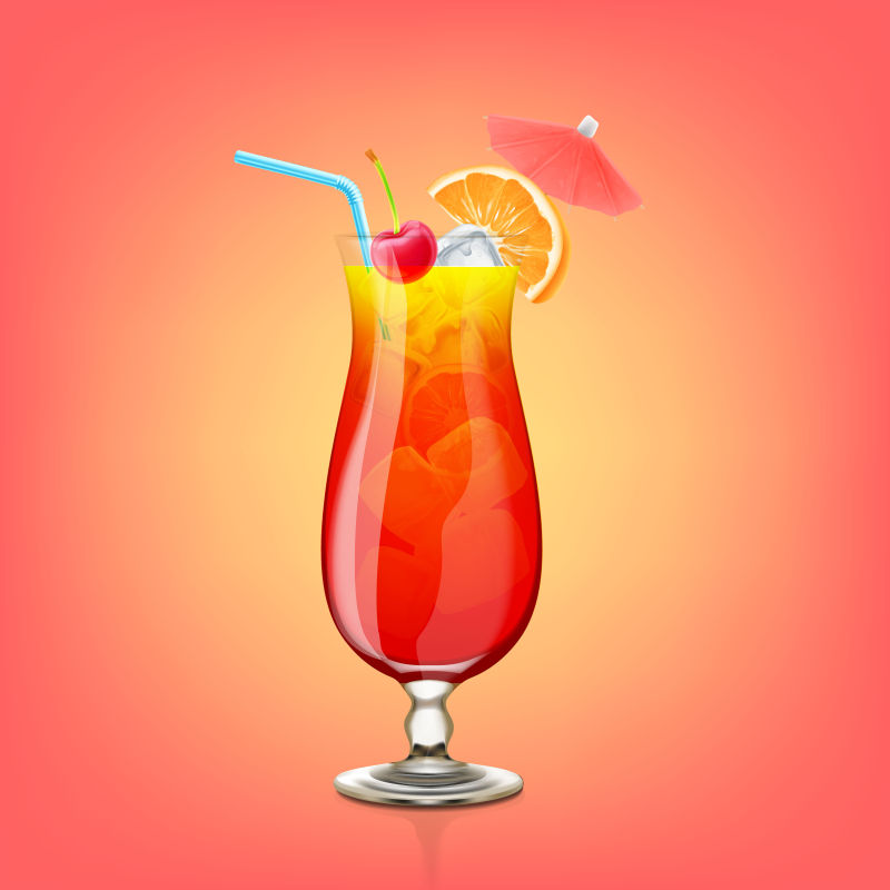 矢量红色加冰鸡尾酒