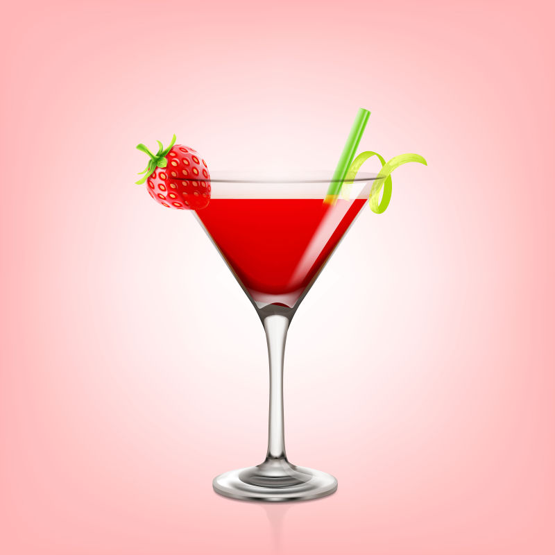 矢量草莓鸡尾酒设计