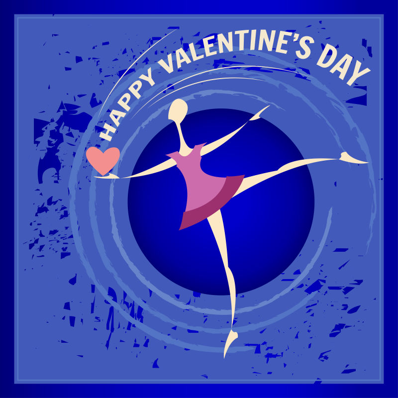 情人节快乐的女孩在他手上跳舞矢量插图