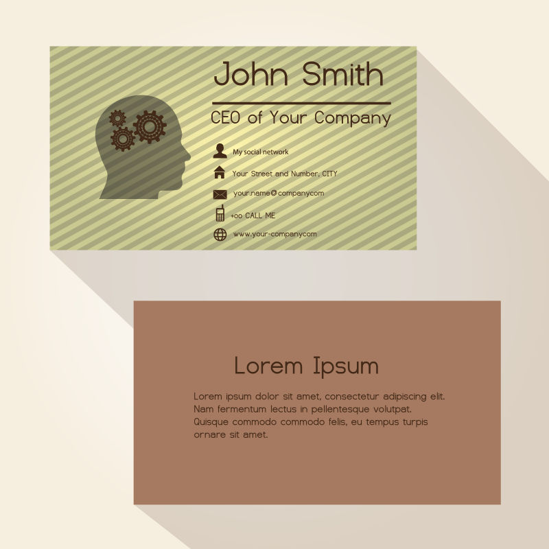 矢量抽象斜条纹名片设计