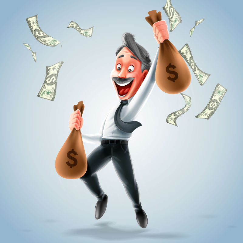 矢量看着货币很高兴的孩子插图