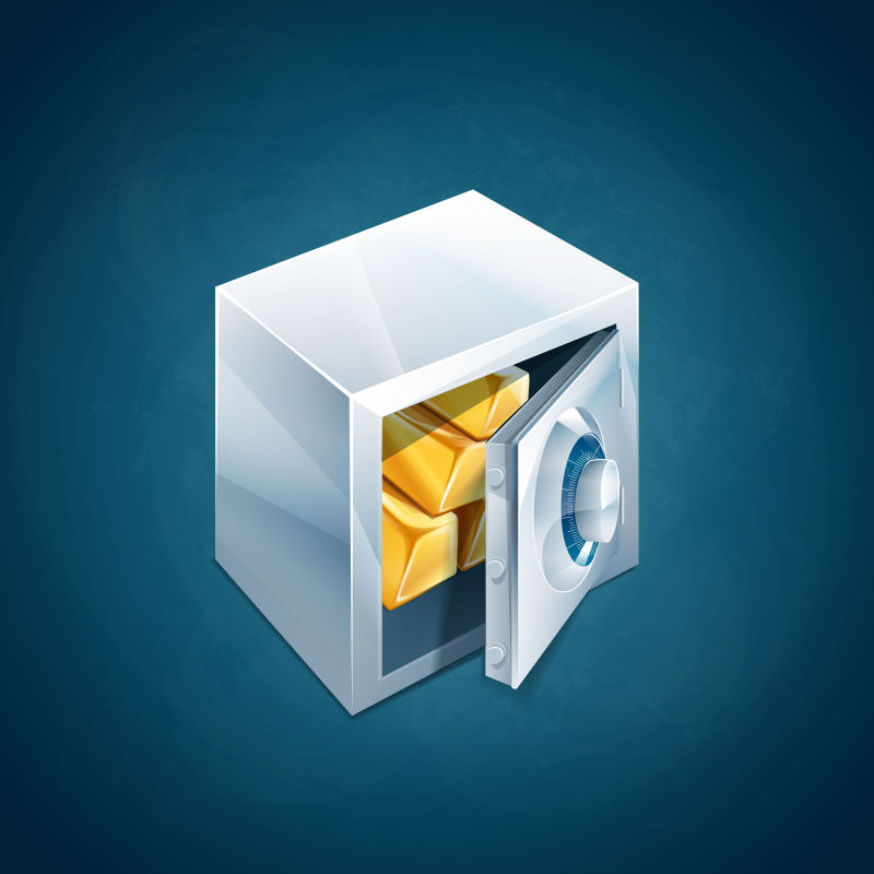 创意矢量保险柜里的货币设计