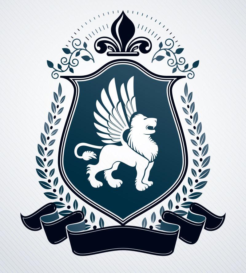 创意矢量城堡元素的复古徽章设计