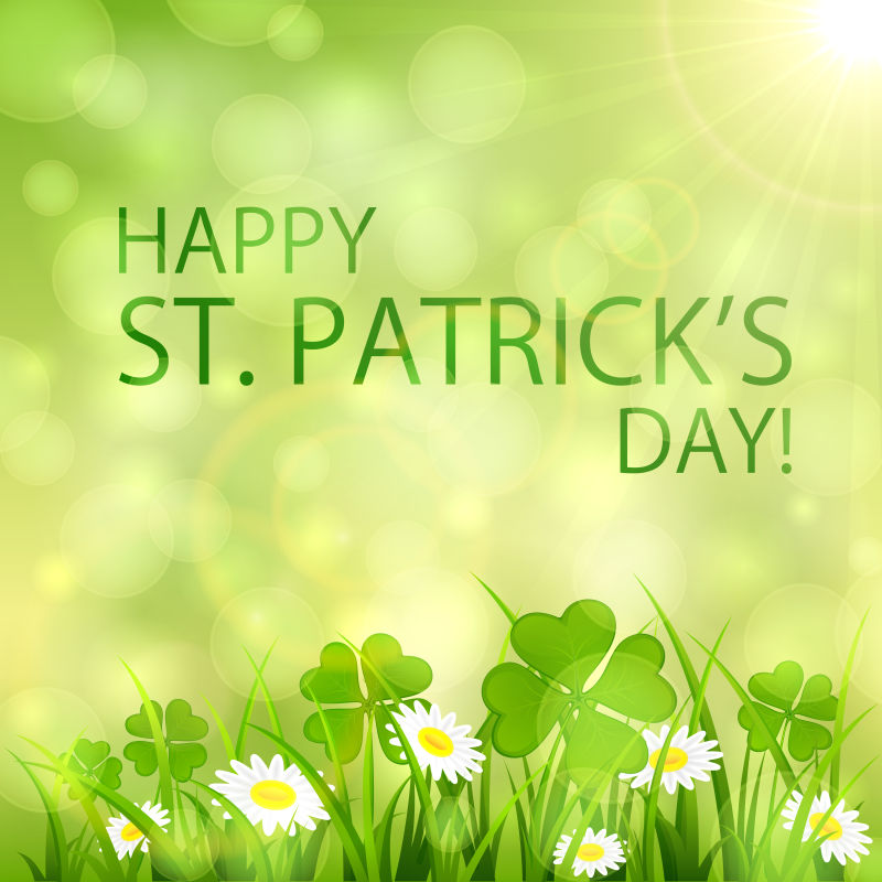 创意矢量圣帕特里克节概念的绿叶背景