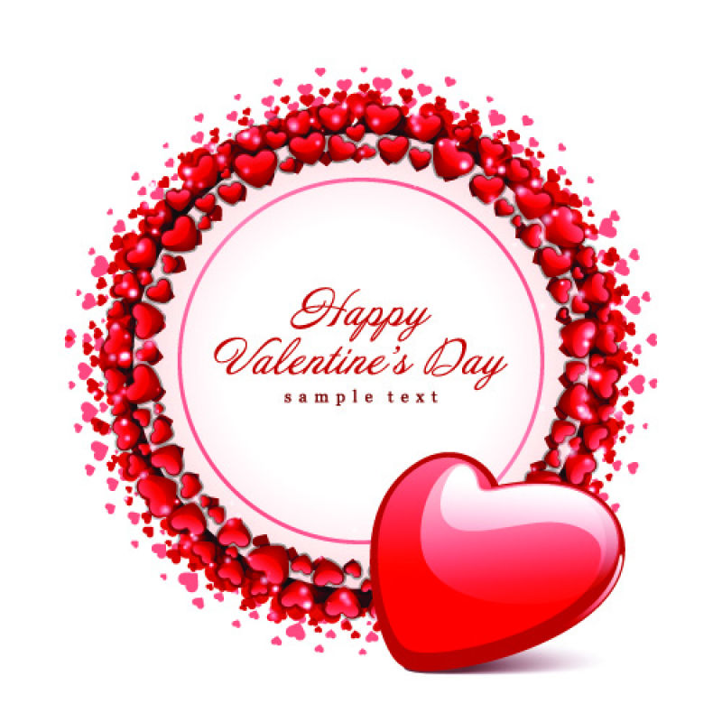 矢量的心形情人节花环