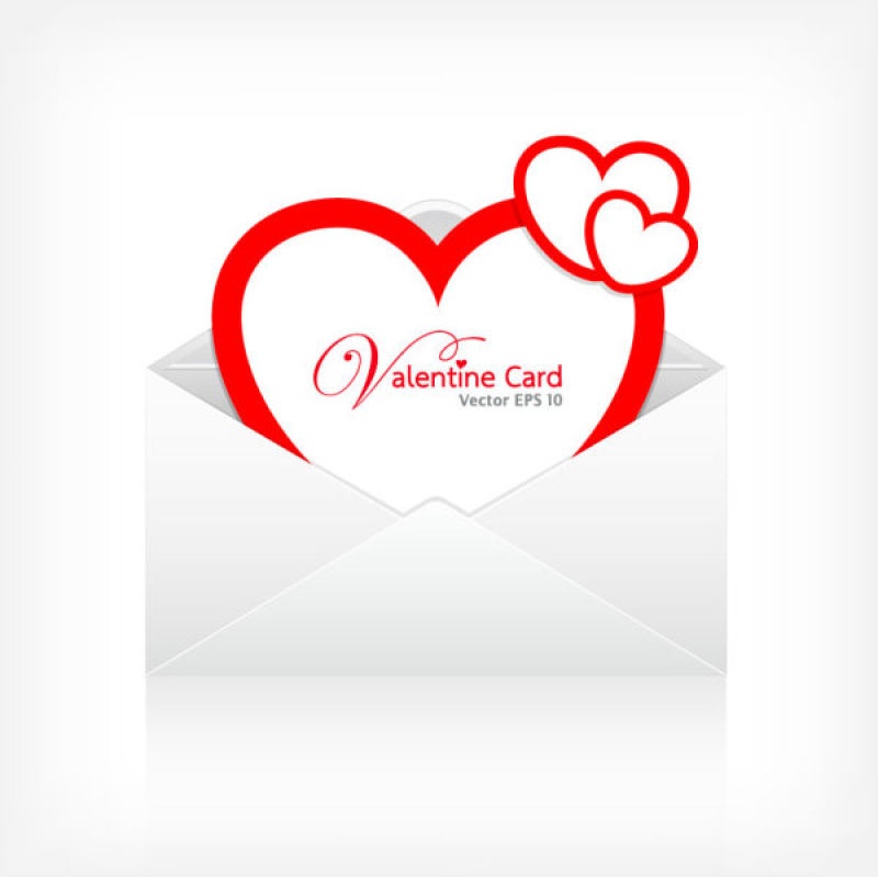 情人节信封矢量插图